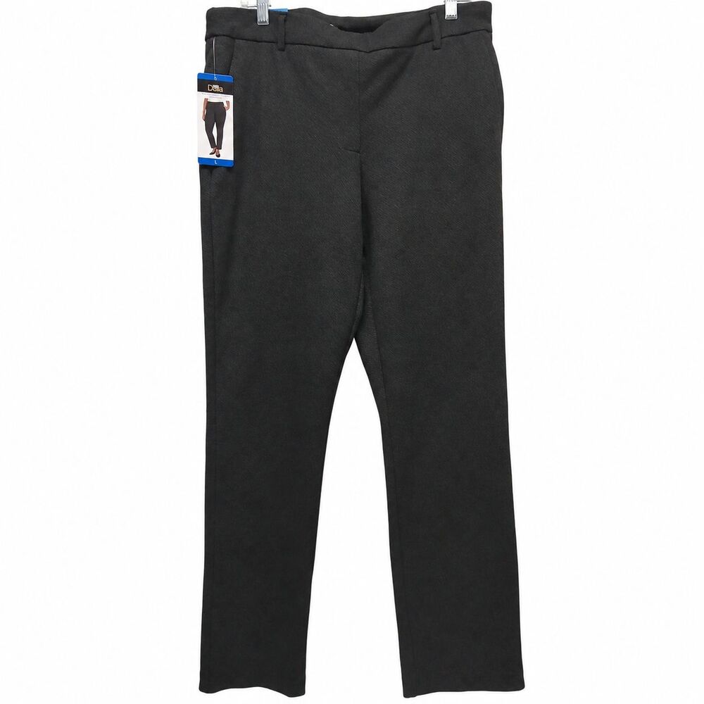Dalia Womens L Heather Charcoal Narrow Leg Pants w/Built-In Tummy Control NWT